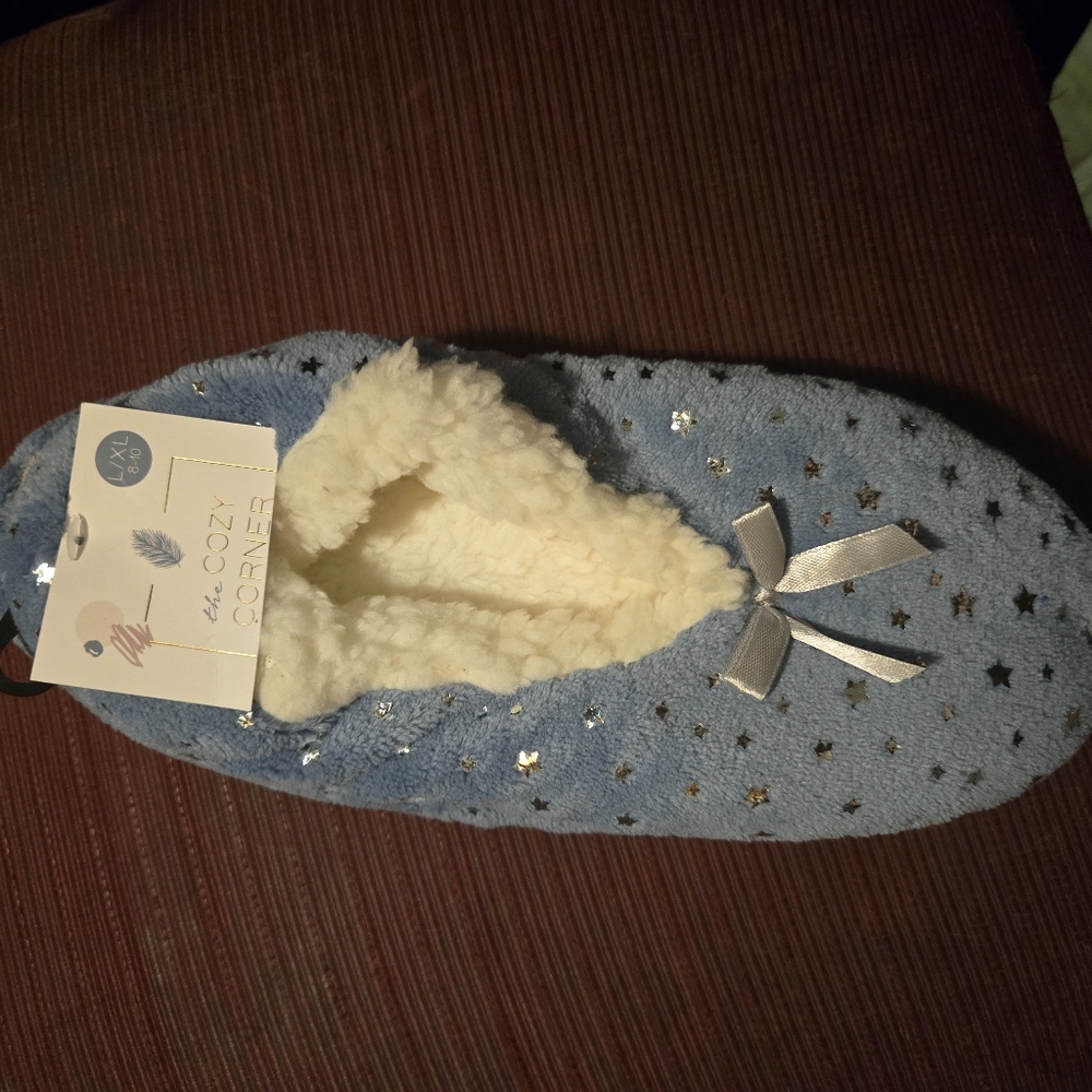 Granny Sheek Womens Cozy Blue Star Slippers